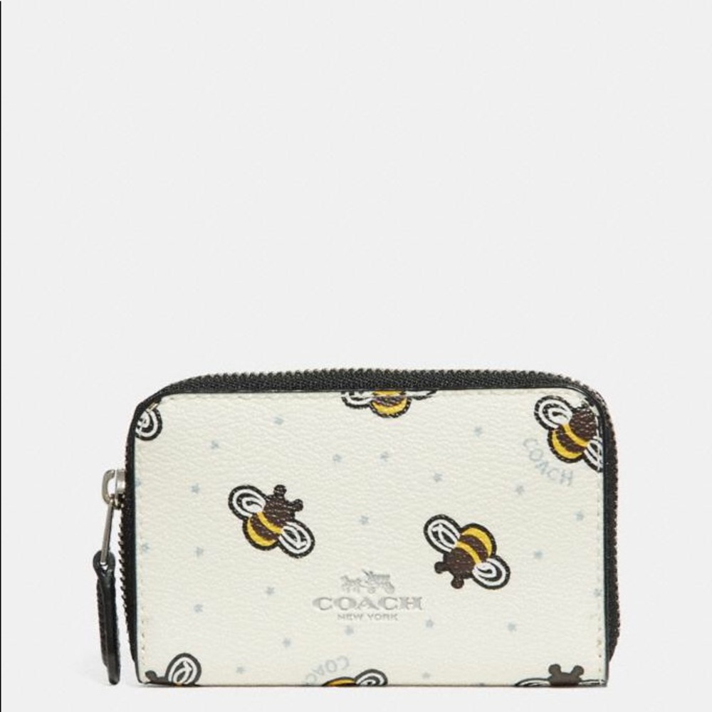 ✨BNWT Coach Zip Around Coin Case With Bee Print✨🐝